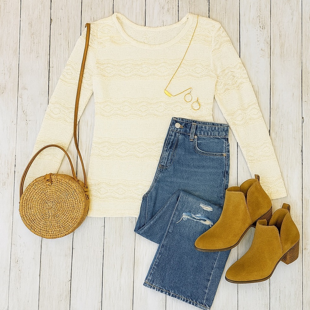 H&M | Cream Lace Long Sleeve Top - Picture 11 of 11